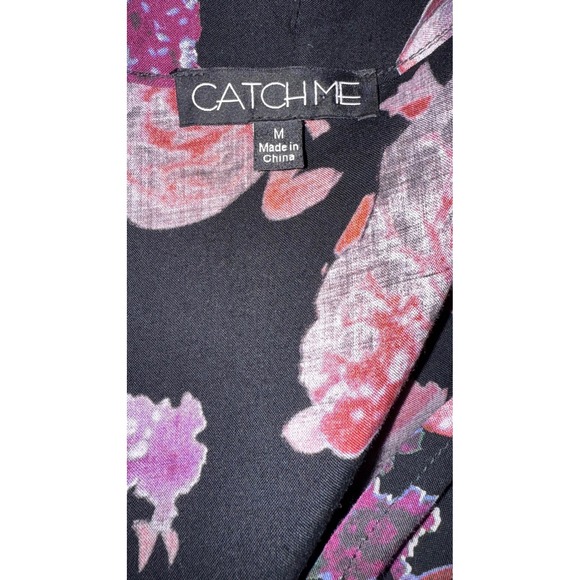 Catch Me Floral Maxi Dress Long Sleeve V Neck Bohemian Black Size M - Picture 8 of 12